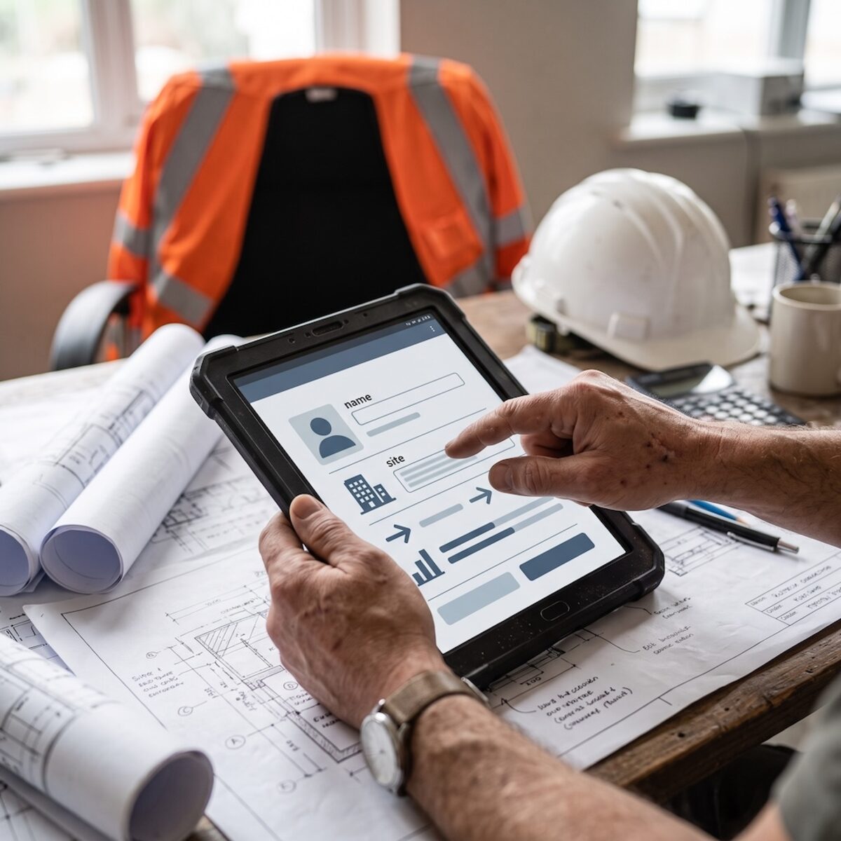 Setting up a company and site profile on a tablet